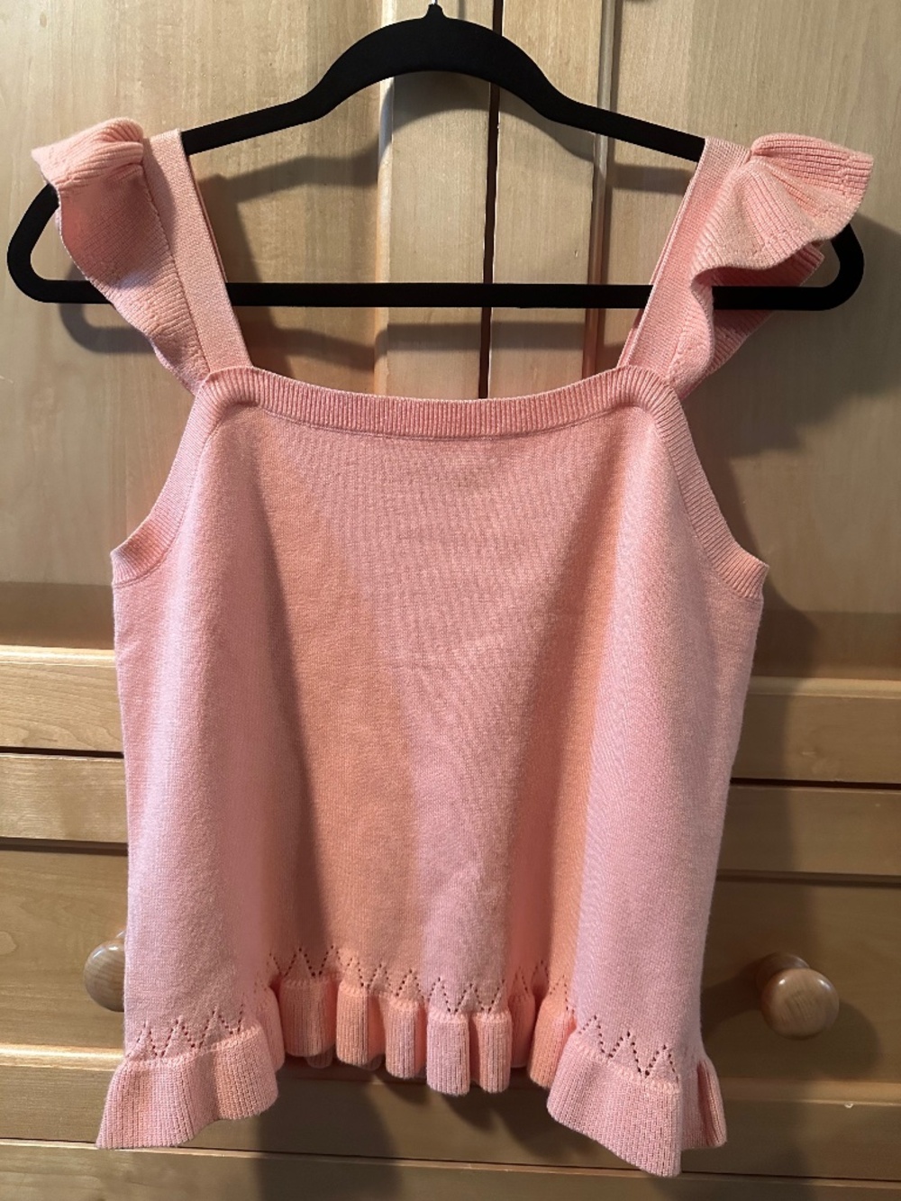 LOFT Blush Ruffle Strap Knit Tank Top - Size M